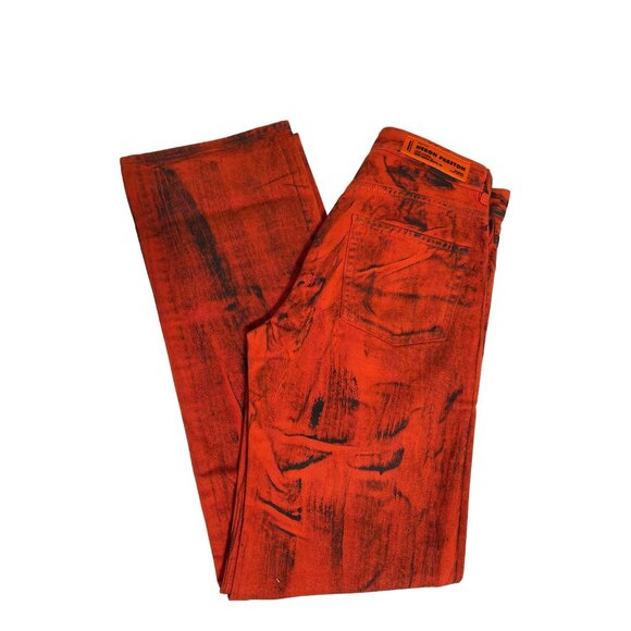 Heron Preston Orange Overdyed Spray Regular Jeans Women's 26 NWT - Picture 3 of 8